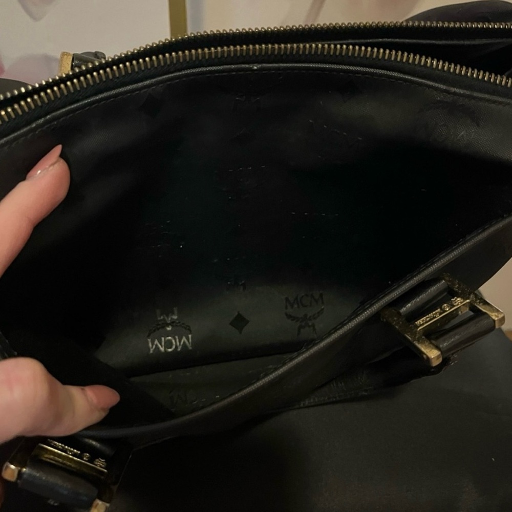 MCM Black Satchel with Structured Design and Monogram - Picture 4 of 15